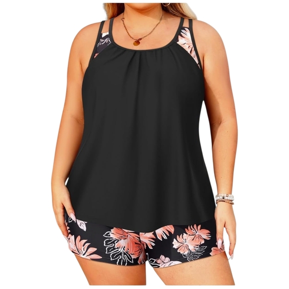 Tempt Me Other - TEMPT ME - 24W Floral Black Two Piece